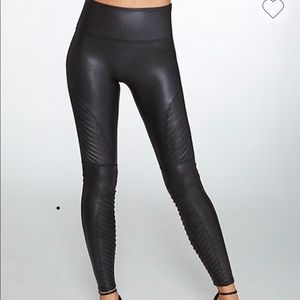 Spanx Faux Leather Moto Leggings Sz Large